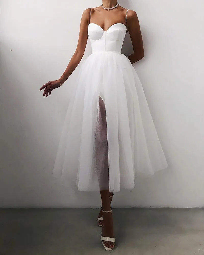 Robe de Cocktail en Tulle pour Femme, Tenue de Soirée Élégante,