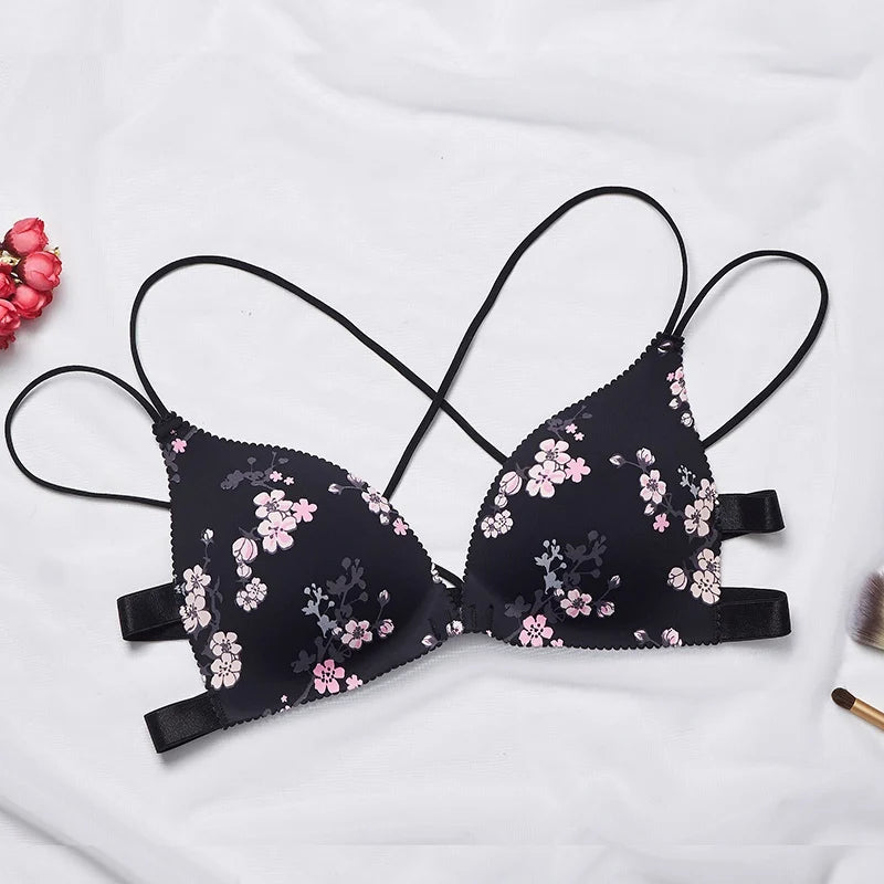 Soutien-gorge à imprimé floral pour femmes, sous-vêtements sans couture