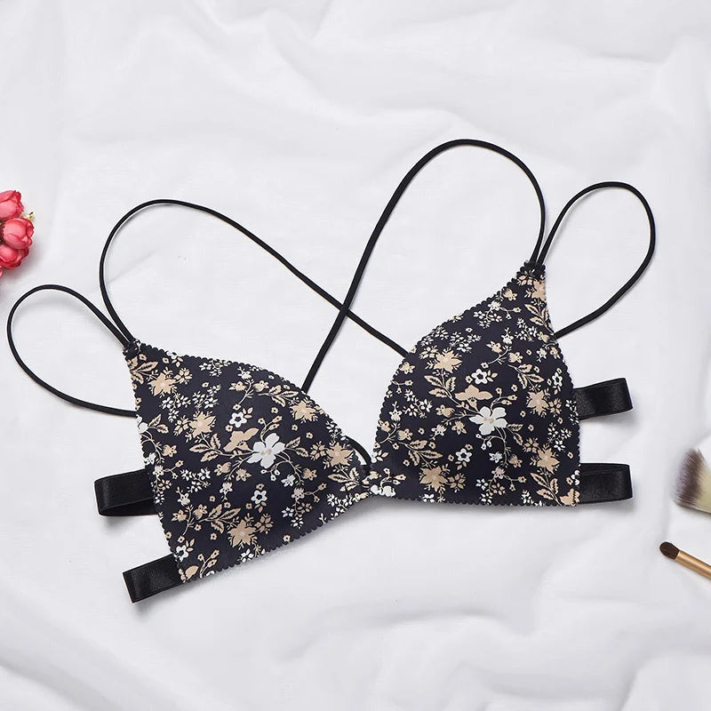 Soutien-gorge à imprimé floral pour femmes, sous-vêtements sans couture