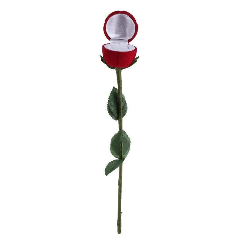 Boîte à Bijoux Portable 3D Rose Rouge, Étui Cadeau pour Bague de Mariage,