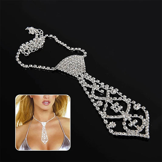 Collier à paillettes Sexy pour femmes, cravate avec chaîne réglable, bijoux