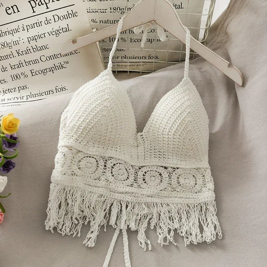 Soutien-gorge dos nu en tricot au crochet pour femme,