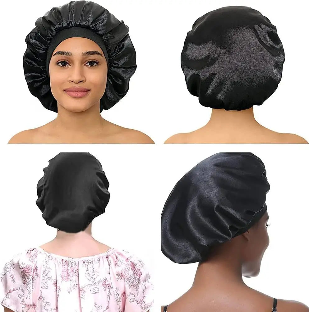 -Bonnet en satin pour femme, pour dormir la nuit,