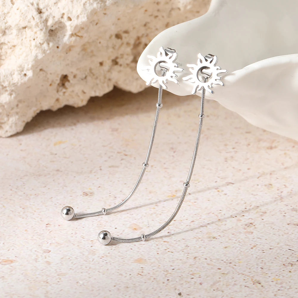 Boucles d'oreilles en acier inoxydable pour femmes, totem du soleil classique