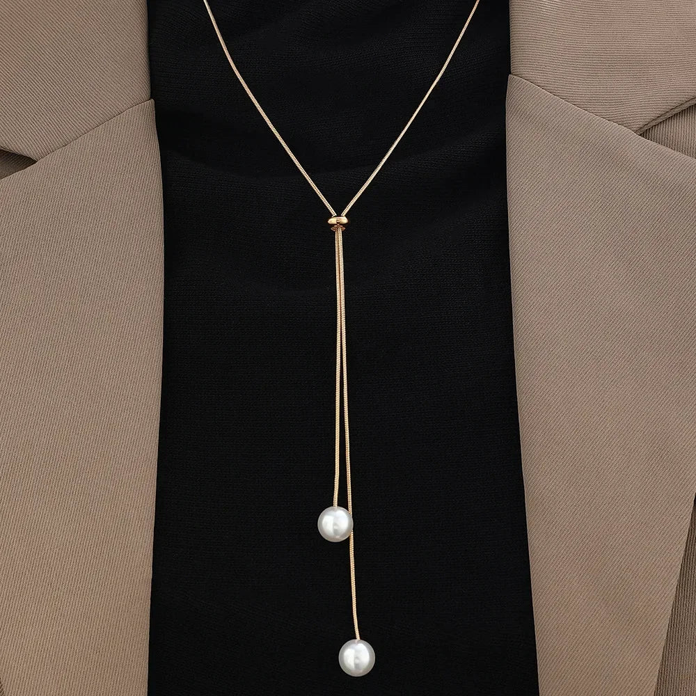 Collier de perles en or et argent pour femmes