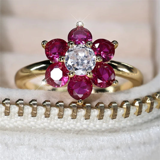 Bague florales rouge