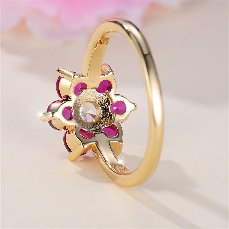 Bague florales rouge