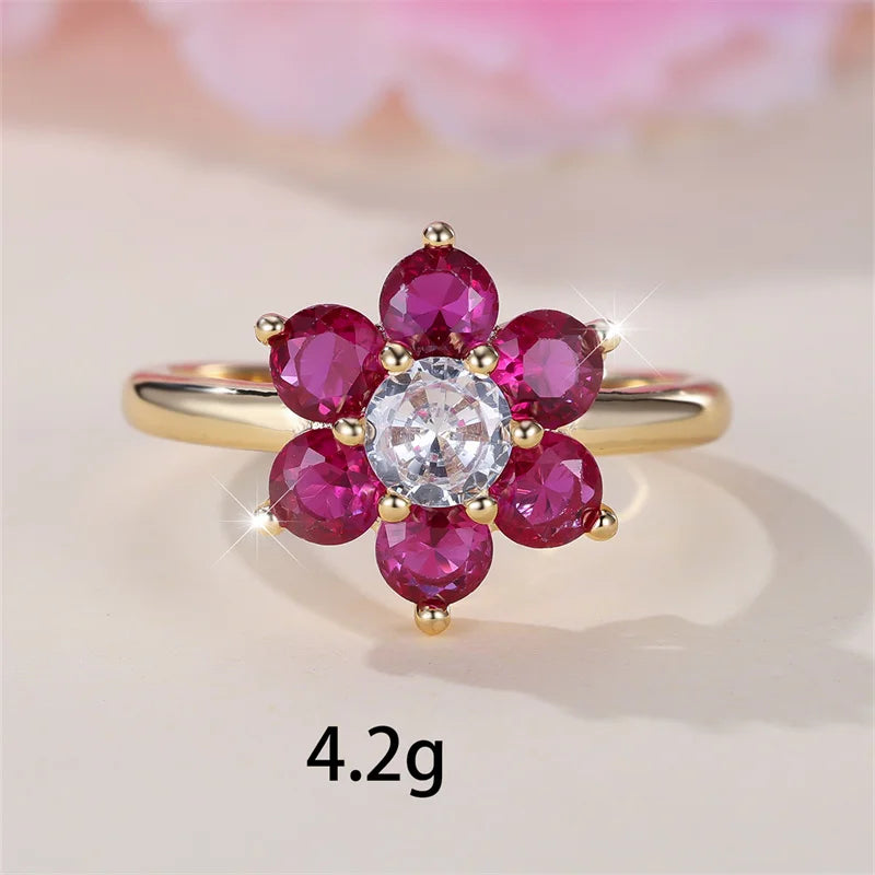 Bague florales rouge