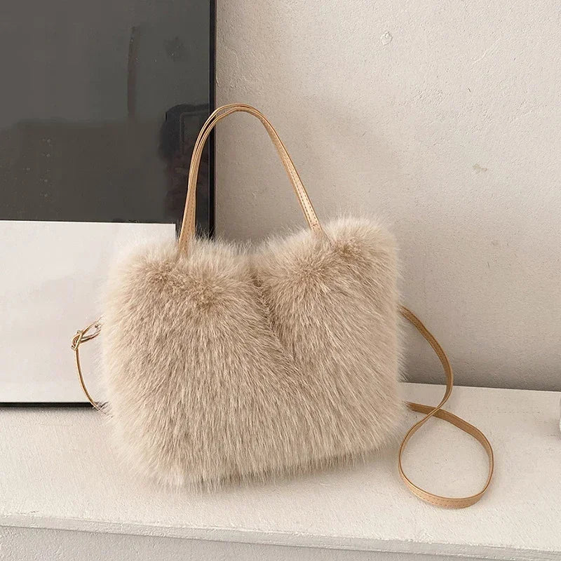 Sac fourre-tout en fausse fourrure pour femme