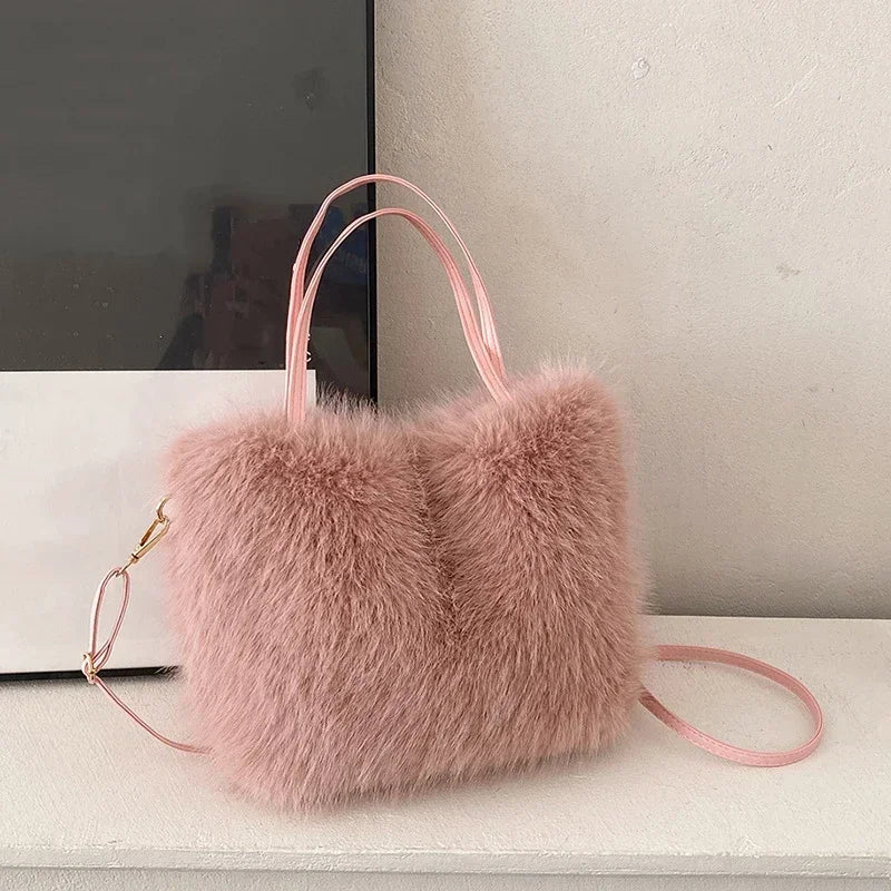 Sac fourre-tout en fausse fourrure pour femme