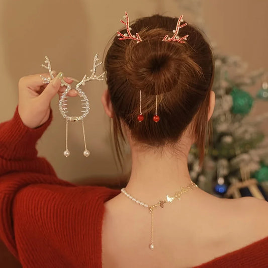 Pince à cheveux décorative en bois de Noël