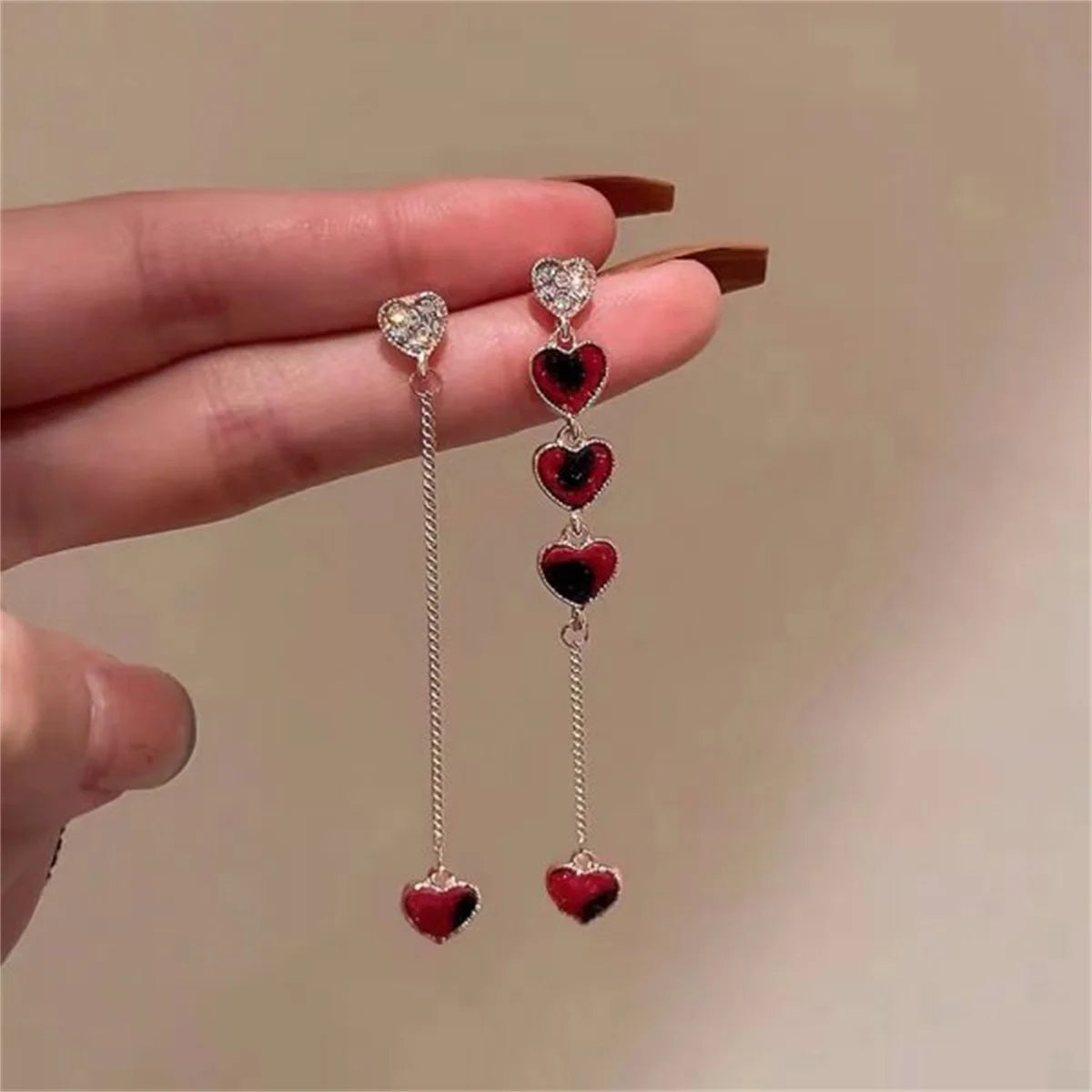 Boucles d'oreilles cœur d'amour asymétriques pour femmes et filles