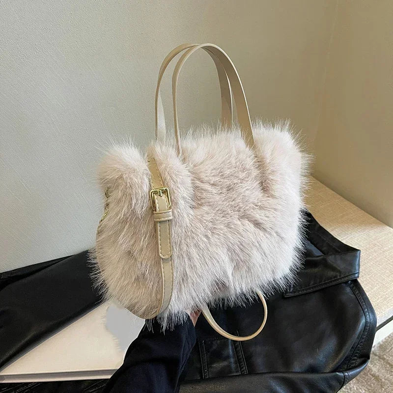 Sac fourre-tout en fausse fourrure pour femme