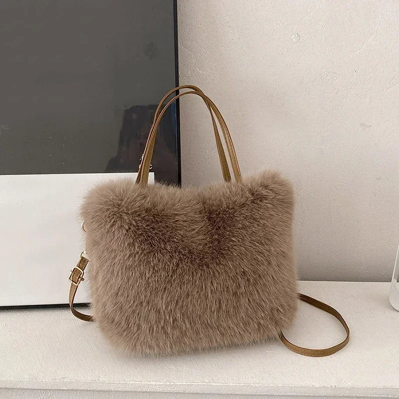 Sac fourre-tout en fausse fourrure pour femme