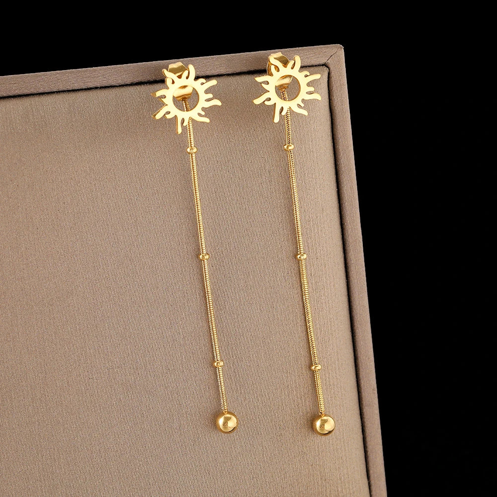 Boucles d'oreilles en acier inoxydable pour femmes, totem du soleil classique